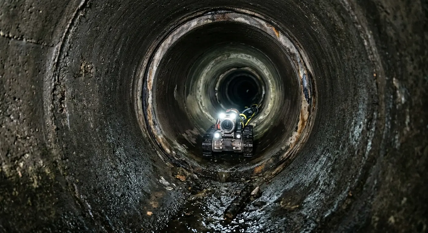 Robotic sewer camera inspecting pipe interior for Drain Snake Service in Demopolis